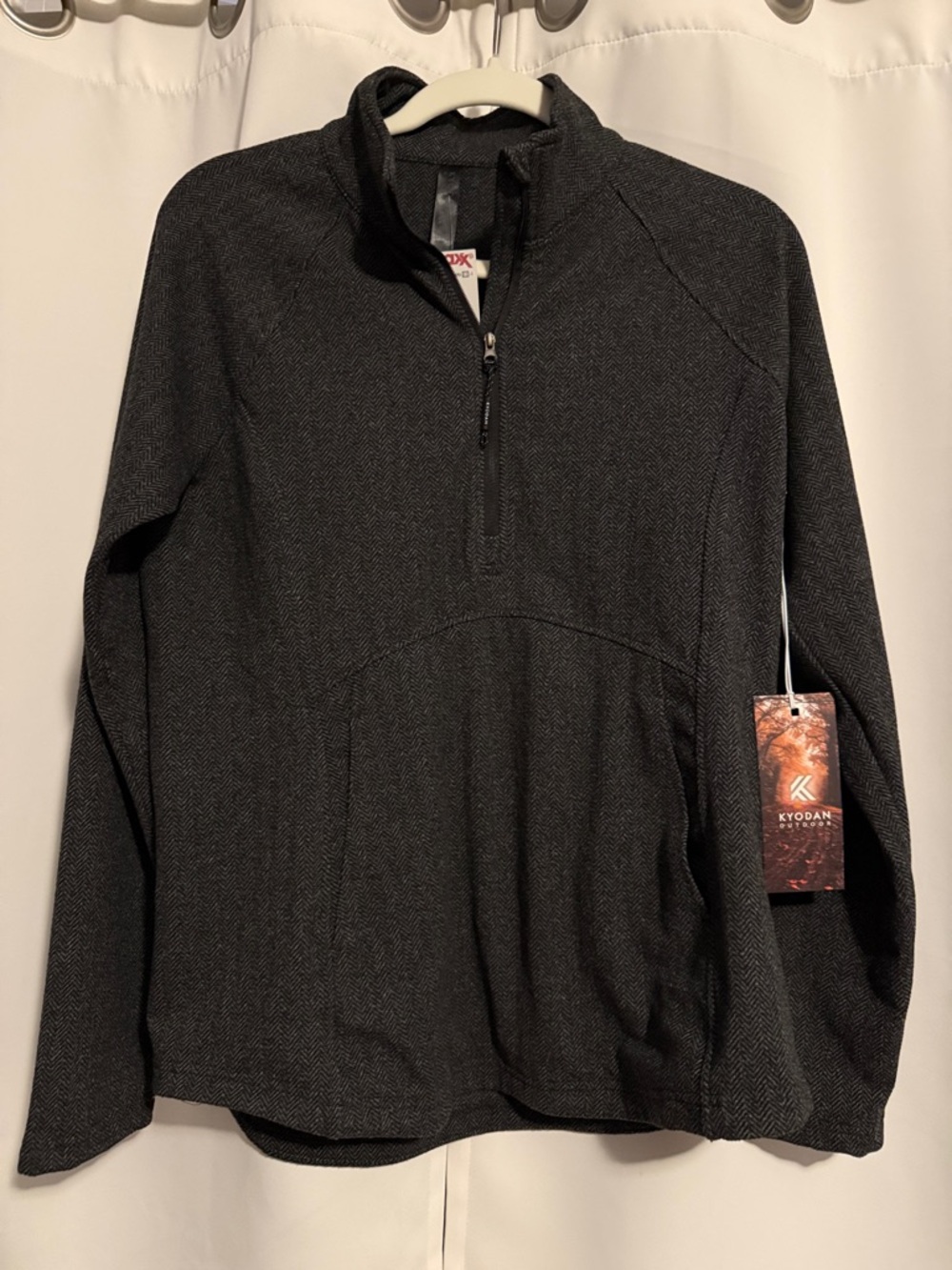 Kyodan Women's Charcoal Herringbone Quarter-Zip Jacket